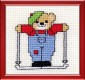 teddy bear on skis mini cross stitch kit